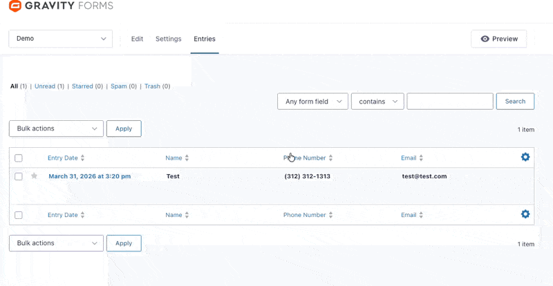 Viewing repeater entry data in the Gravity Forms admin